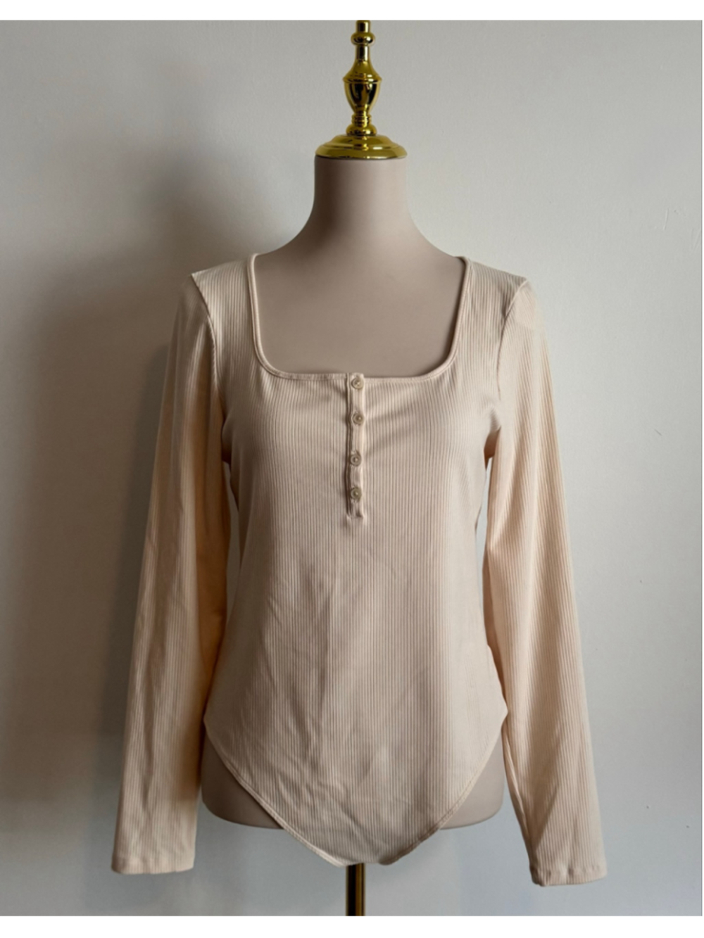 Women's American Eagle Ribbed Bodysuit Beige XL